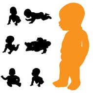 Vector silhouette of baby