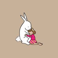 Hig girl and rabbit