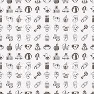 seamless doodle baby pattern N26