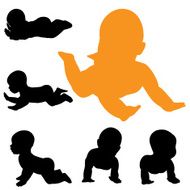 Vector silhouette of baby N2