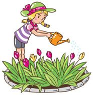 girl watering the flowers N8