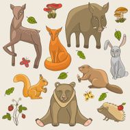 hand drawing animals set
