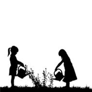Vector silhouette of children N404