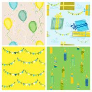 Background Birthday Baby Bear - seamless patterns