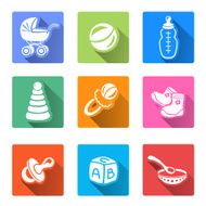 flat icons with baby items