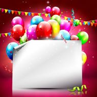 Colorful birthday background with empty paper