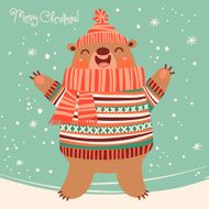 Christmas card with a cute brown bear N2