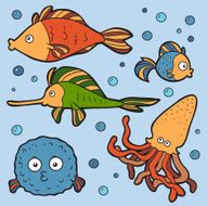 Set of vector elements (fishes)