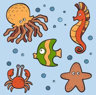 Set of vector elements (sea life)