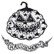 Hand drawn pumpkin and Halloween banner