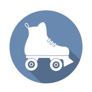 roller skate icon with a long shadow on white N2