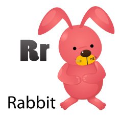 Alphabet R with rabbit