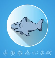 funny cartoon doodles shark