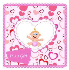 Cute cartoon baby girl card N4
