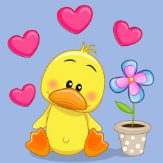 Duck with heart and flower