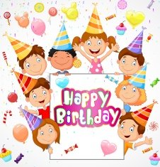 Birthday background with happy children cartoon N2