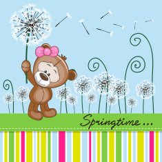 Cute Teddy Bear with dandelion N2