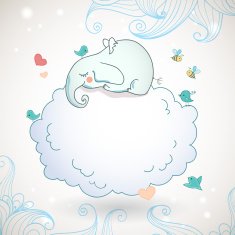 Cute elephant sleeping on the cloud N2