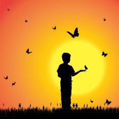 Vector silhouette of a boy N112