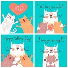 Sweet cards for Fathers Day with cats N2
