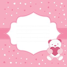 Pink greeting card with teddy bear