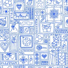 Blue seamless Christmas and New Year pattern N2
