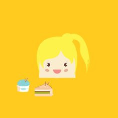 cartoon doodle girl rectangle like cake vector illustration