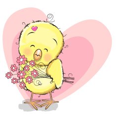 Chicken with hearts and flower