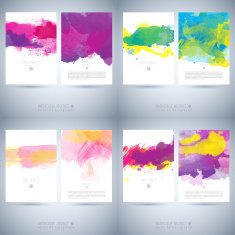 Set of vector watercolor template N33