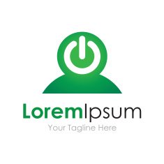 Human green power on mode profile concept elements icon logo