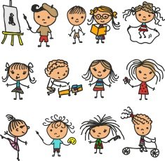 set vector illustrations of children