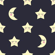 Seamless pattern with stars and moon