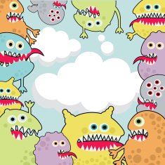Cute monsters banner cloud shape