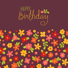 Card Happy Birthday with cute flowers