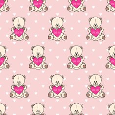 Pattern with Teddy Bear for Valentine's Day