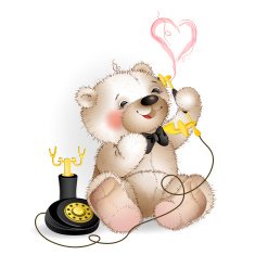 Happy Teddy Bear talking on the phone