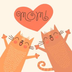 Sweet card for Mothers Day with cats N3