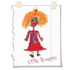 Princess Children's hand drawing Doodle on notebook sheet