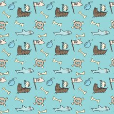 Seamless Pattern of Pirate Items skull and bones pirate ship