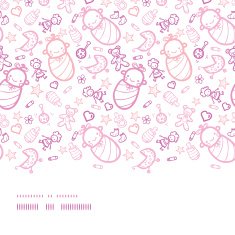 Baby girls horizontal border seamless pattern background