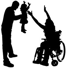 Vector silhouettes of people in a wheelchair N27