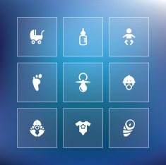 Vector flat baby icon set N6