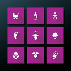 Vector flat baby icon set N7