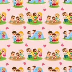 cartoon family seamless pattern