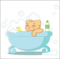 baby having bath