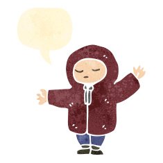 retro cartoon person in winter coat