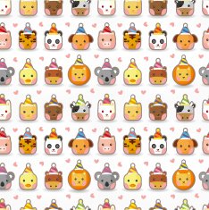 cartoon animal party seamless pattern