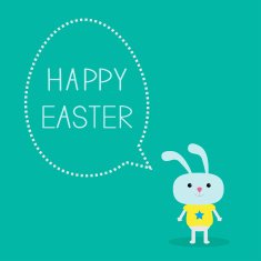 Easter bunny and dash line egg bubble Card