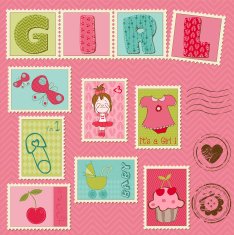 Baby Girl Postage Stamps N3