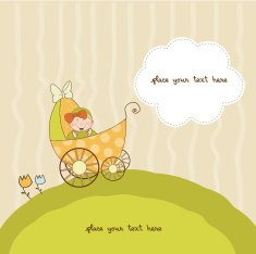 Baby girl announcement card N47